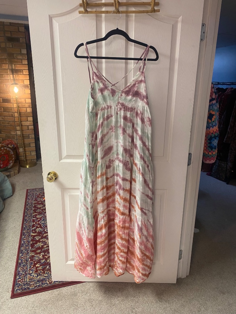Young Broke & Fabulous Patio Tie Dye Maxi Dress L - Picture 2 of 4